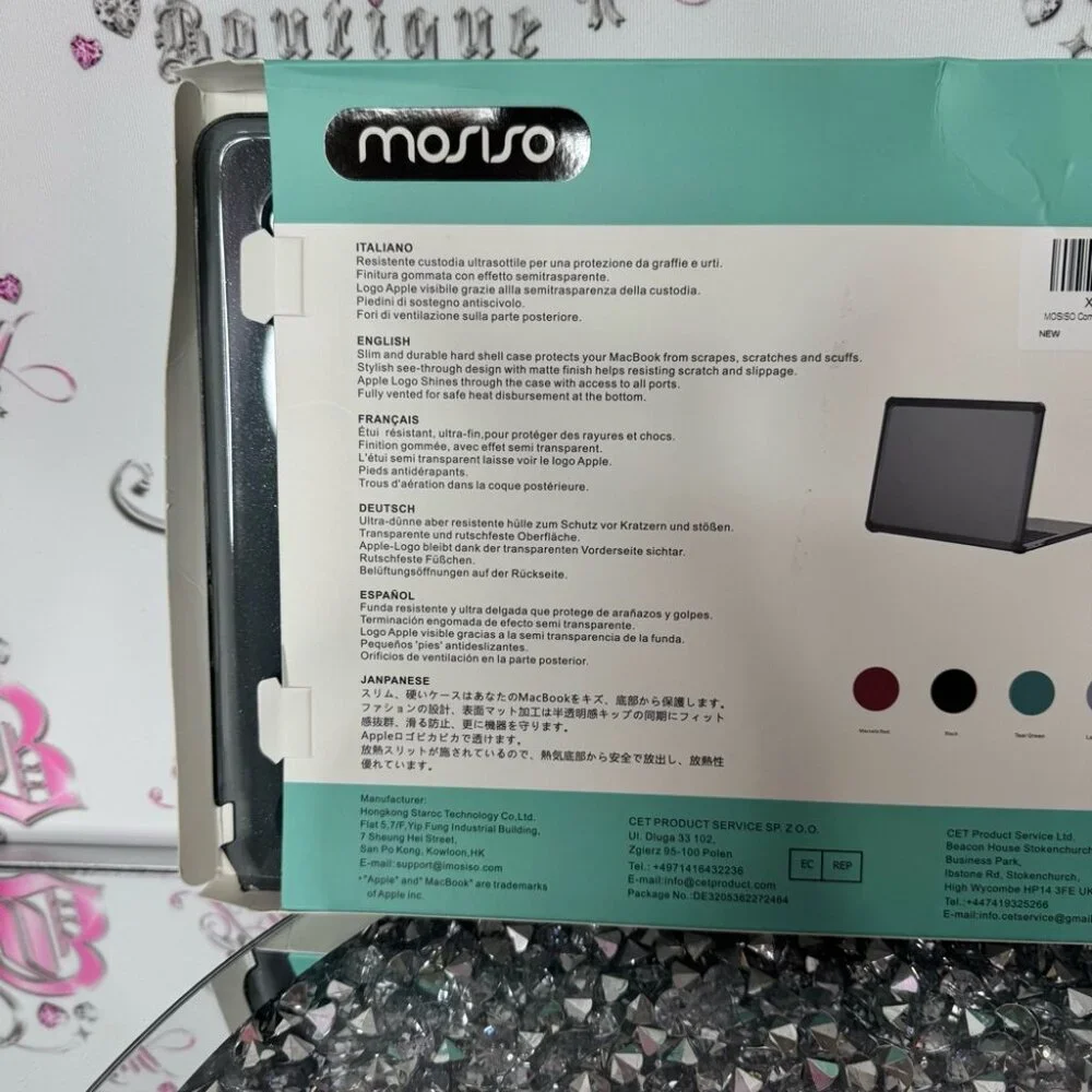 Mosiso laptop case hard sparkly glitter black Protective Hard Case Mac book